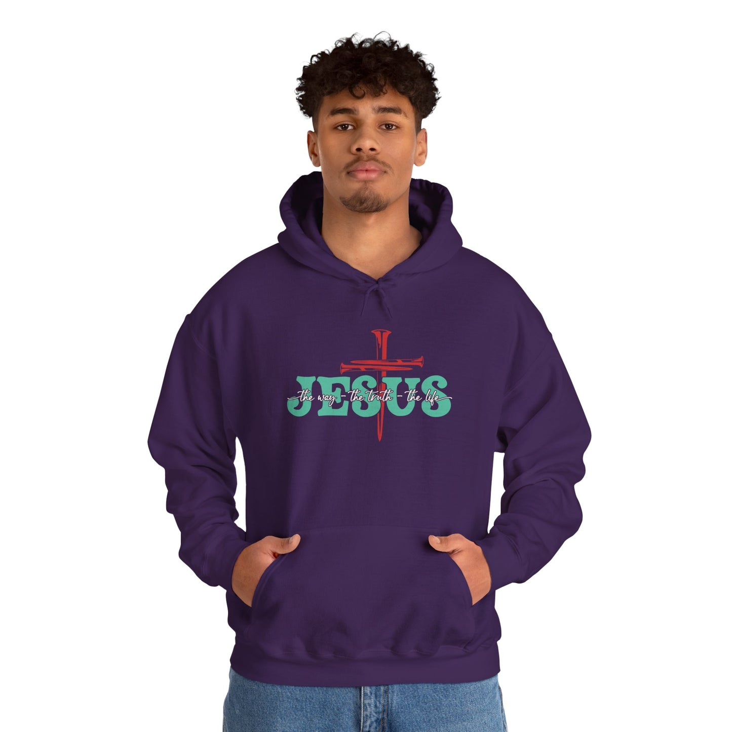 The Way Truth Life Christ Jesus Cross Nails Christian Bible Hoodie
