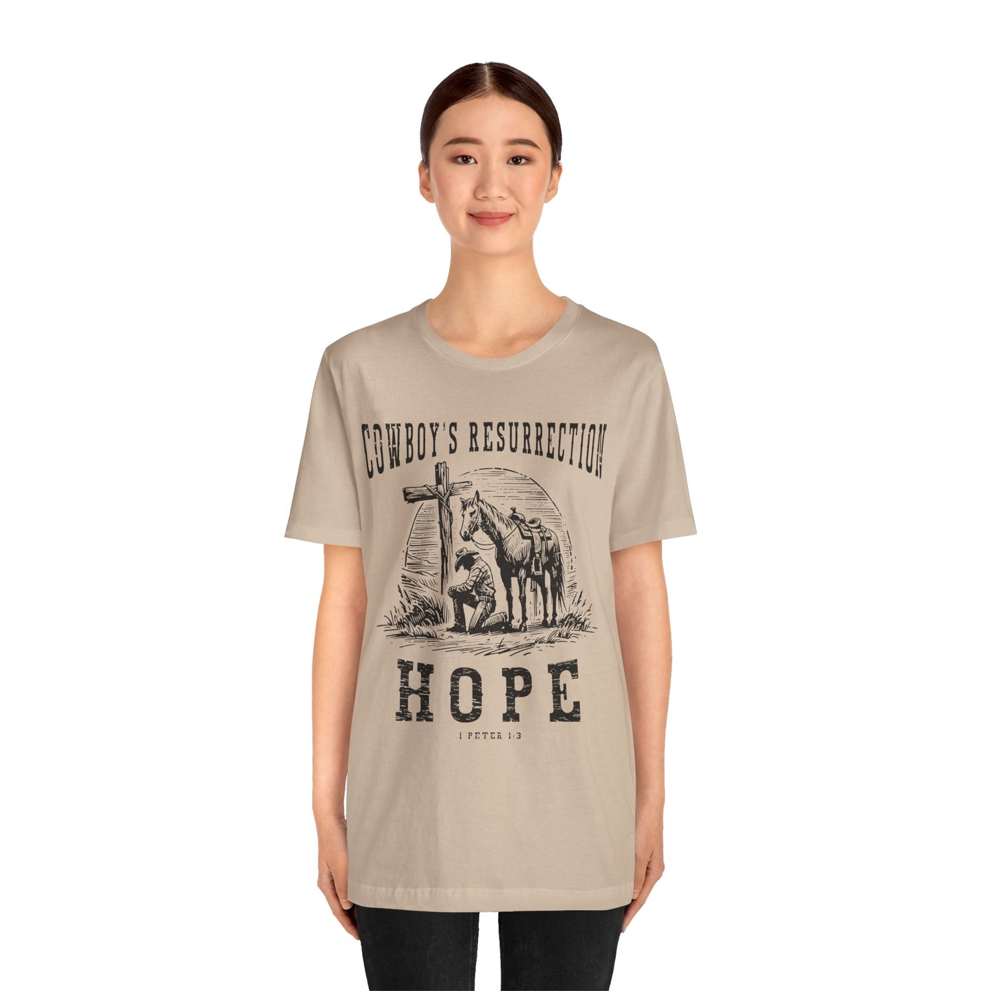 Cowboy’s Resurrection Hope Shirt – Christian Cross Western Rodeo Tee