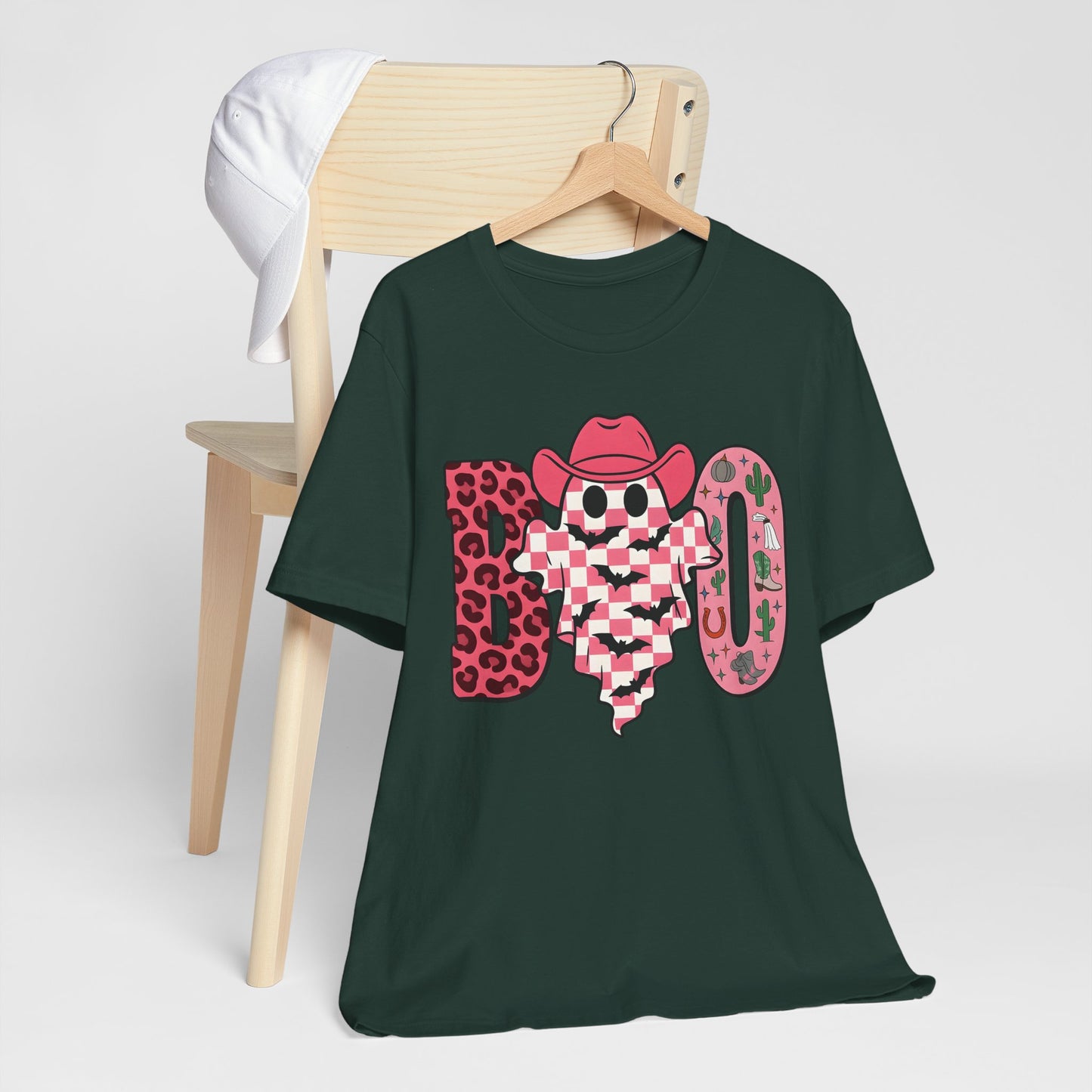Pink BOO Shirt – Western Ghost Cowgirl Hat Halloween Tee