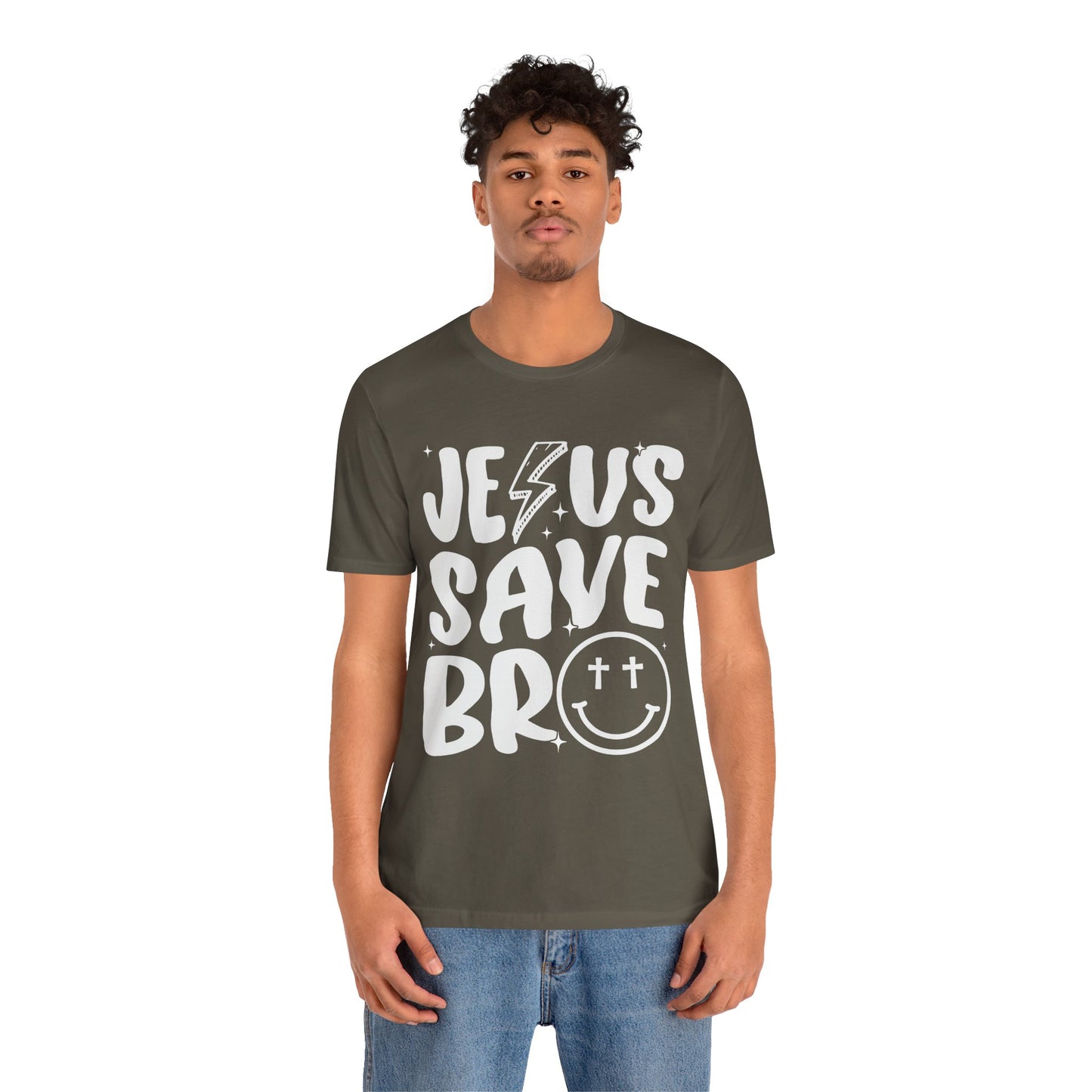 Jesus Saves Bro Shirt – Funny Retro Christian Cross Christmas Faith Tee