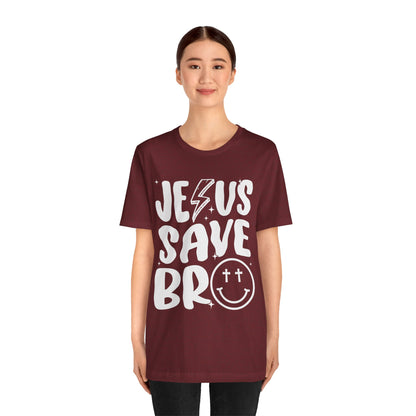 Jesus Saves Bro Shirt – Funny Retro Christian Cross Christmas Faith Tee