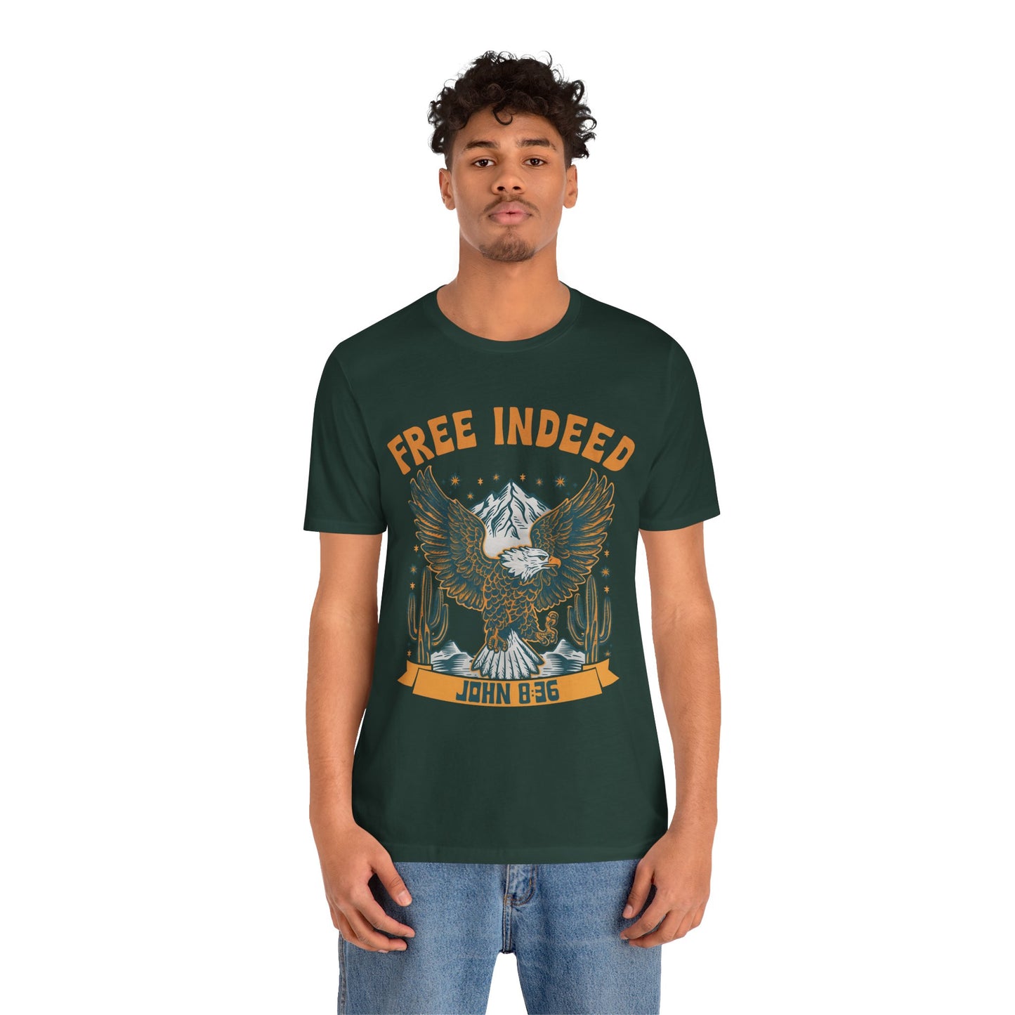 Free Indeed Shirt – Vintage John 8:36 Christian Eagle Bible Prayer Tee
