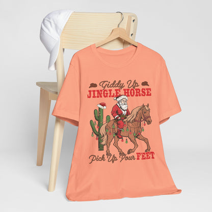 Giddy Up Jingle Horse Shirt – Retro Howdy Christmas Western Cowboy Holiday Tee