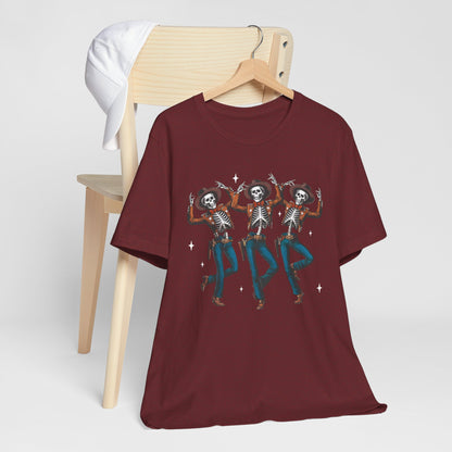 Halloween Western Dancing Skeletons Cowboy Creepy Country T-Shirt