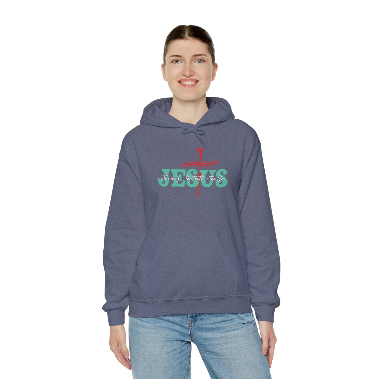 The Way Truth Life Christ Jesus Cross Nails Christian Bible Hoodie