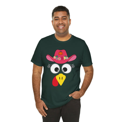 Thanksgiving Matching Couples Shirt Funny Turkey Face Cowboy Cowgirl Tee