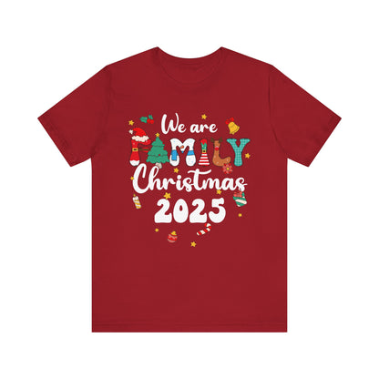 We Are Family Christmas 2025 Shirt – Groovy Snowman & Xmas Tree Matching Tee