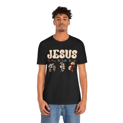 Jesus The Way The Truth The Life Shirt – Groovy Floral John 14:6 Christian Tee