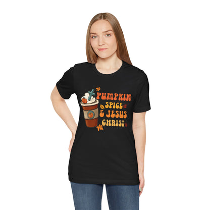 Pumpkin Spice Latte & Jesus Christ Shirt – Groovy Christian Fall Thanksgiving Tee