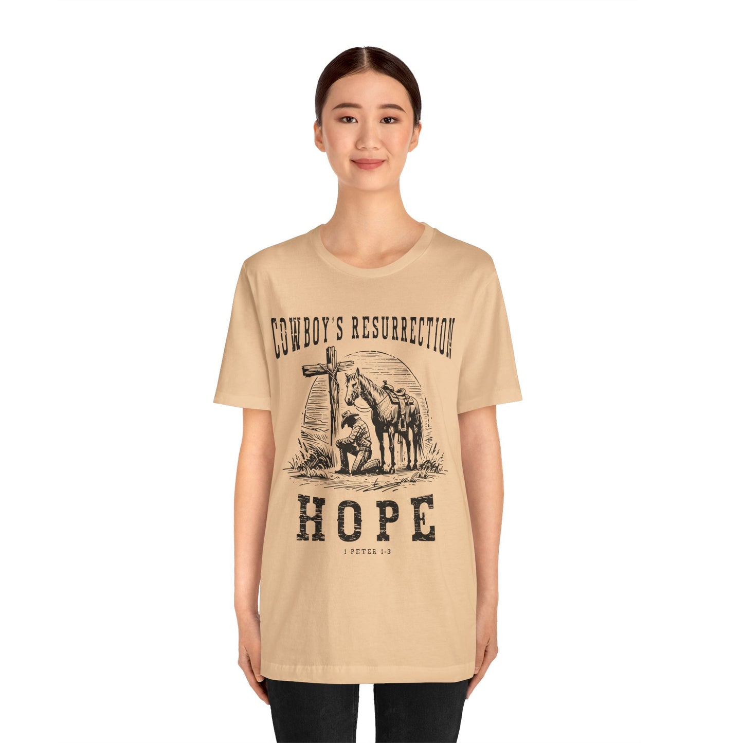 Cowboy’s Resurrection Hope Shirt – Christian Cross Western Rodeo Tee