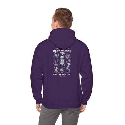 Deep Waters Hoodie – Isaiah 43:2 Christian Ocean Bible Verse Pullover