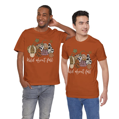 Wild About Fall Shirt – Pumpkin Leopard Plaid Autumn Thanksgiving Tee