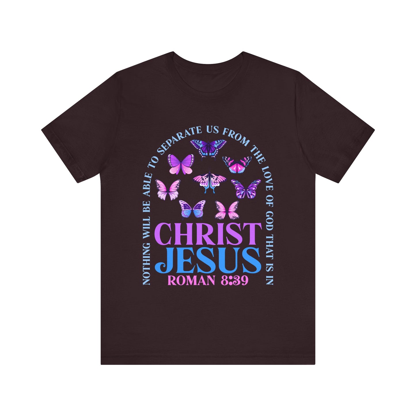 The Love of God in Christ Jesus Shirt – Boho Butterfly Romans 8:39 Faith Tee