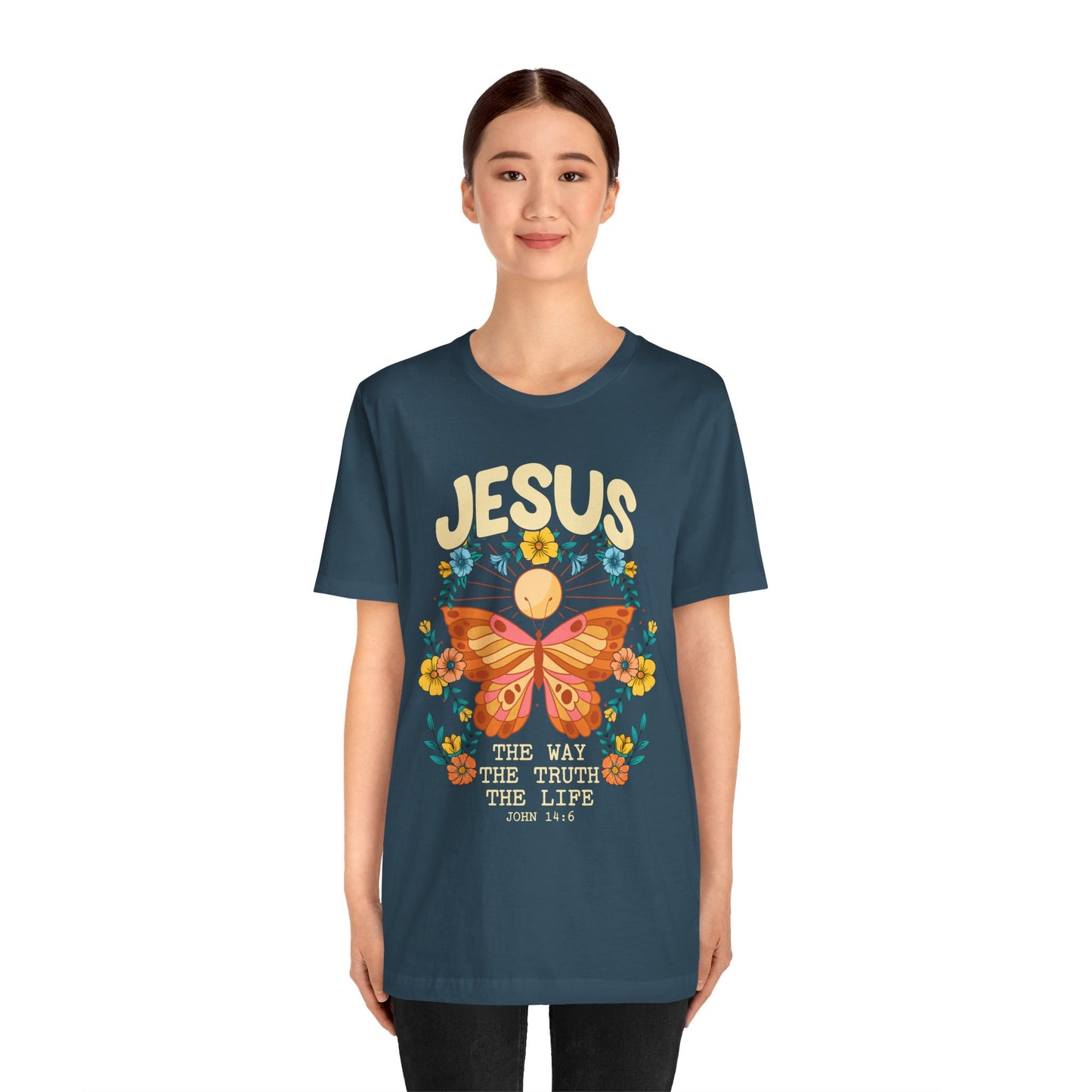 Jesus Butterfly Wildflower Shirt – John 14:6 Scripture Floral Christian Tee