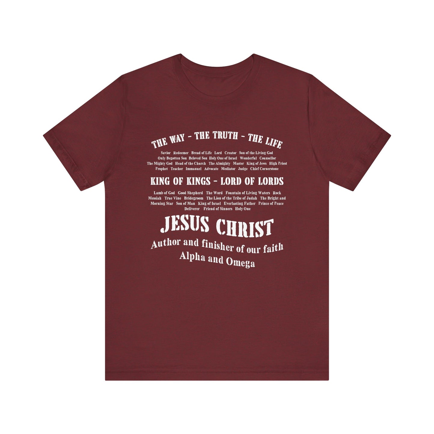 Names of God Shirt – The Way The Truth The Life Christian Scripture Faith Tee