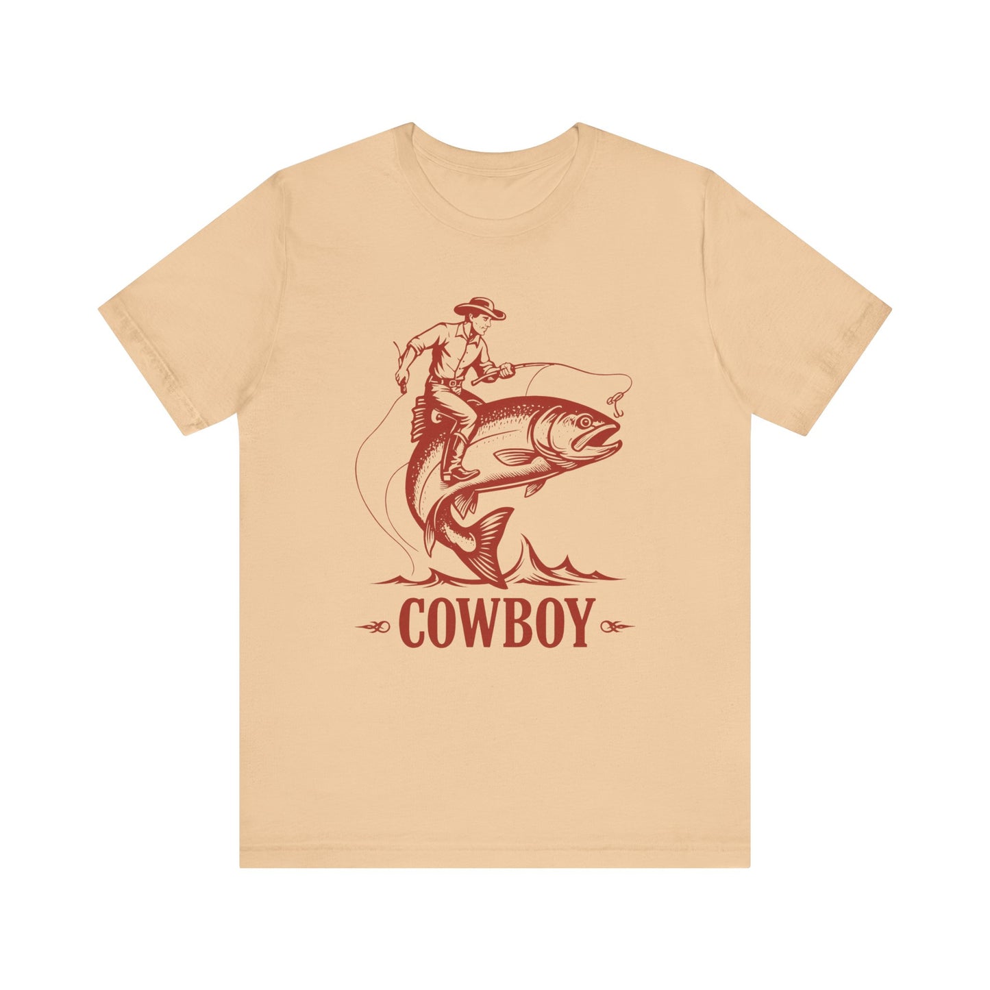 Cowboy Riding a Giant Fish Shirt – Vintage Western Fishing Rodeo Tee