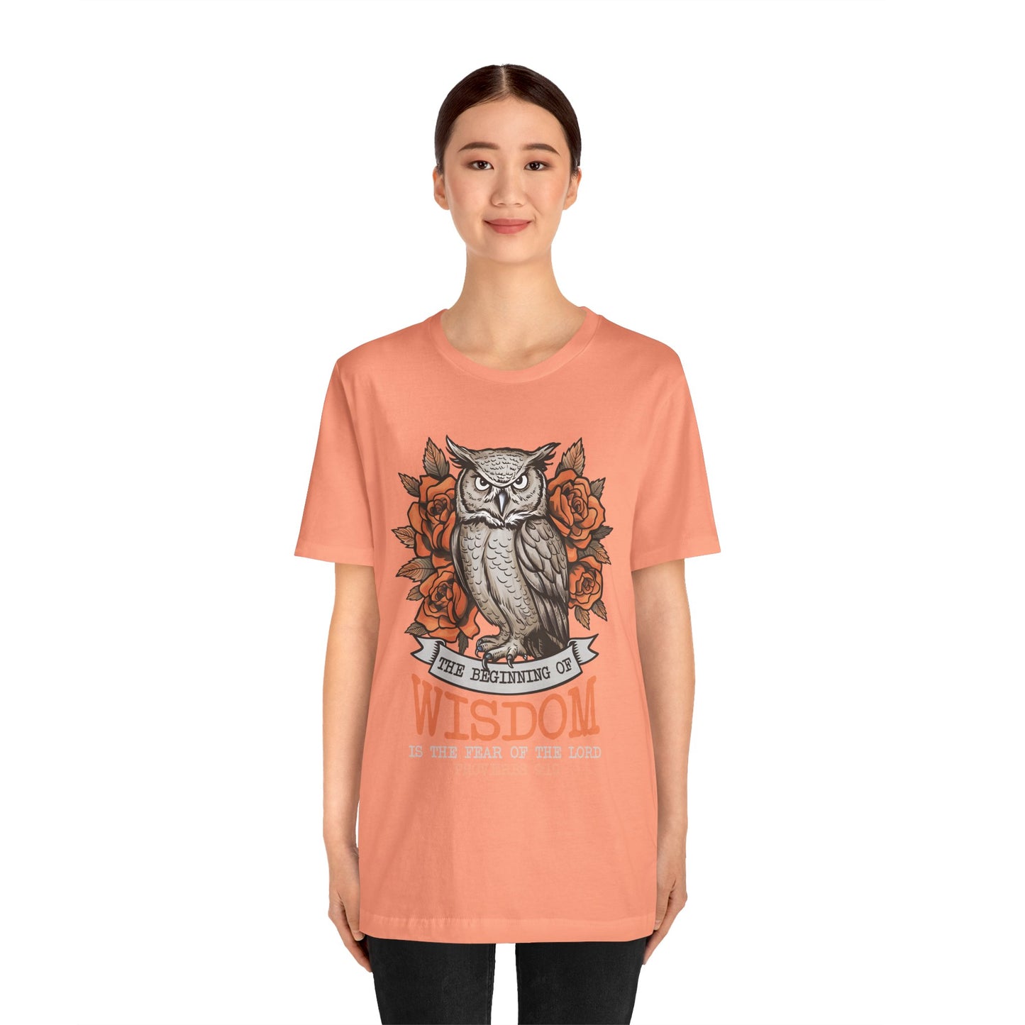 The Beginning of Wisdom Shirt – Boho Owl Flowers Christian Proverbs 9:10 Tee