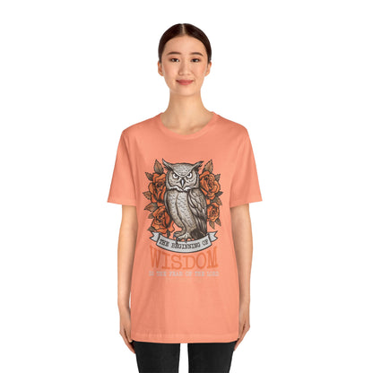 The Beginning of Wisdom Shirt – Boho Owl Flowers Christian Proverbs 9:10 Tee