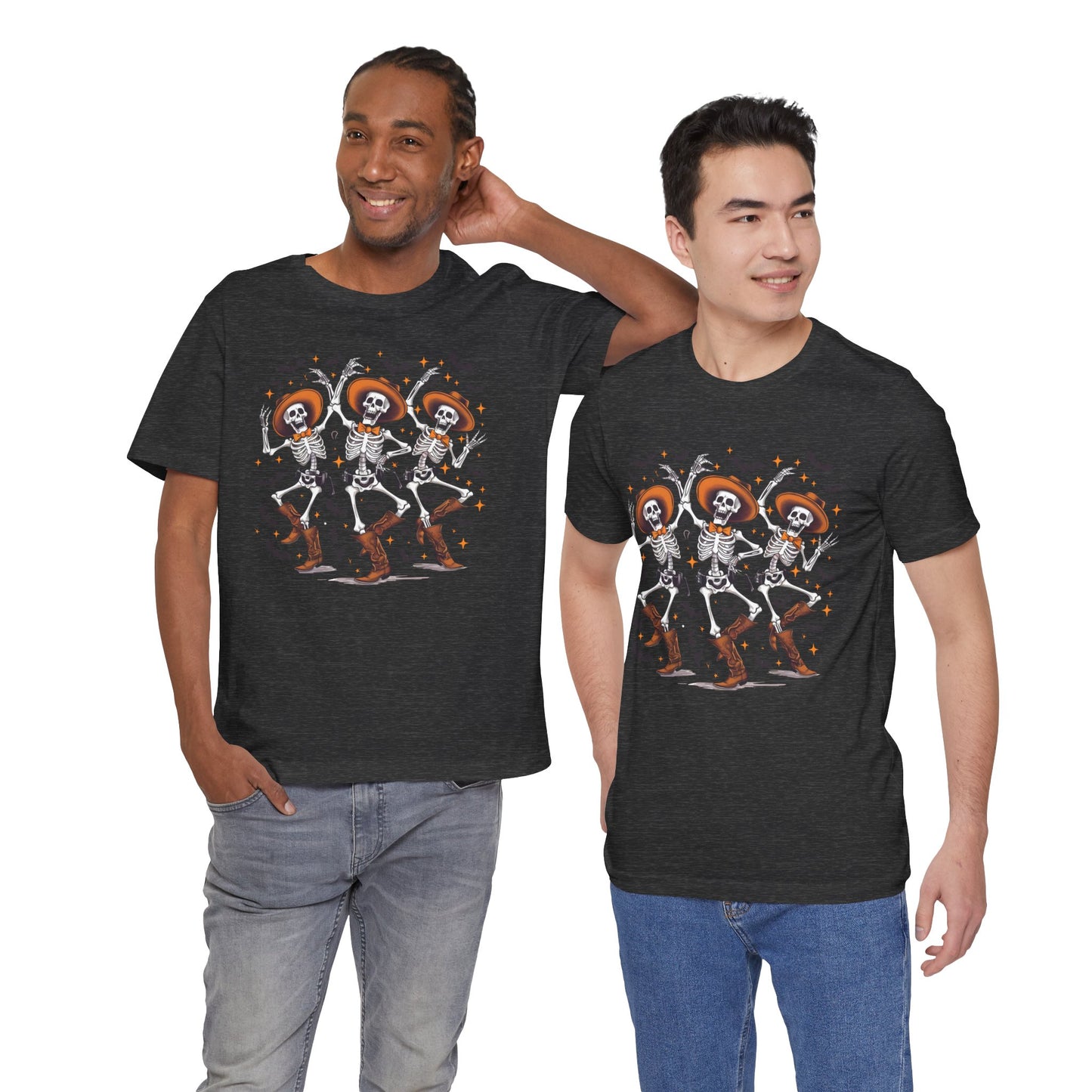 Dancing Skeleton Cowboy Western Rodeo Halloween Spooky Vibes T-Shirt