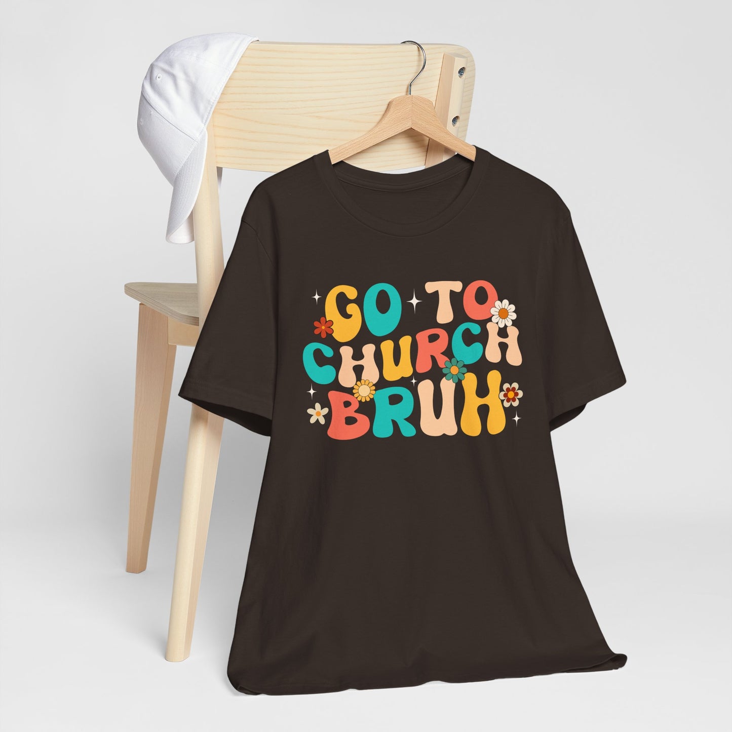 Go to Church Bruh Shirt – Funny Retro Groovy Christian Hippie Flower Faith Tee