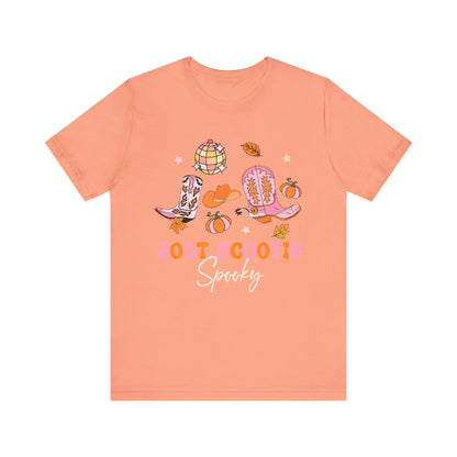 Boot Scootin Spooky Howdy Western Halloween Thanksgiving T-Shirt, Retro Cowgirl Fall Tee