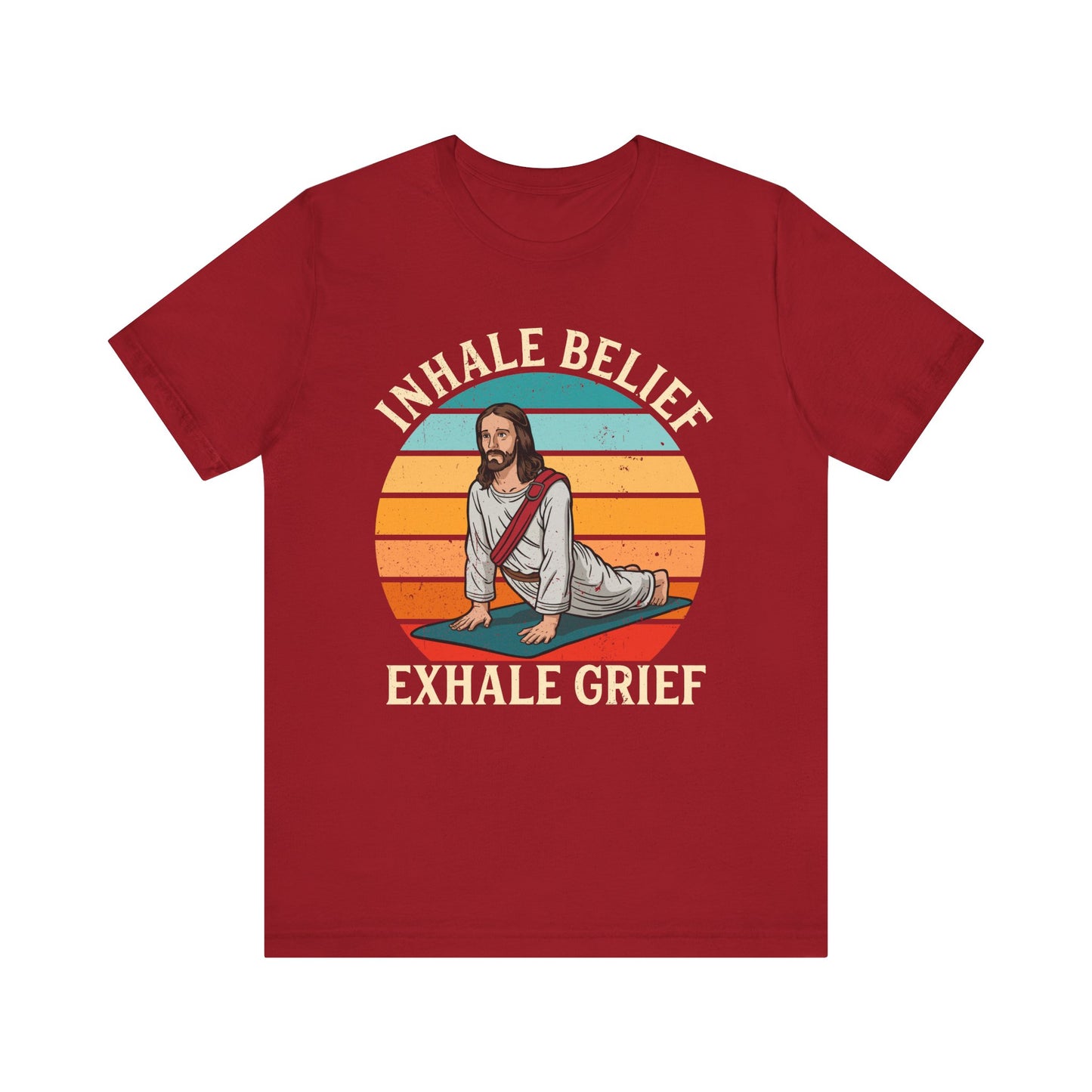 Jesus Inhale Belief Exhale Grief Shirt – Christian Yoga Retro Faith Wellness Tee