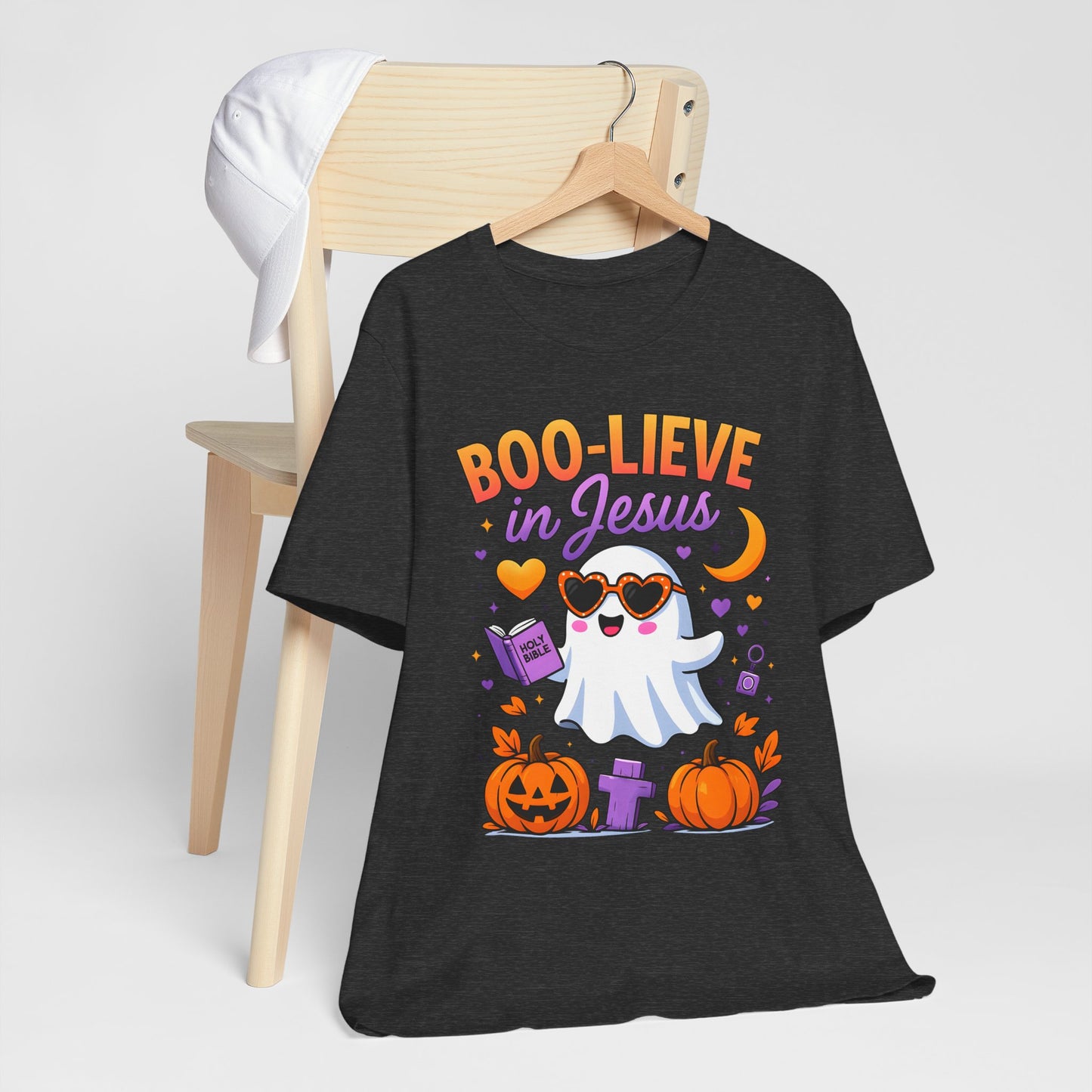 Boo-lieve in Jesus Shirt – Pastel Ghost Funny Christian Halloween Faith Tee
