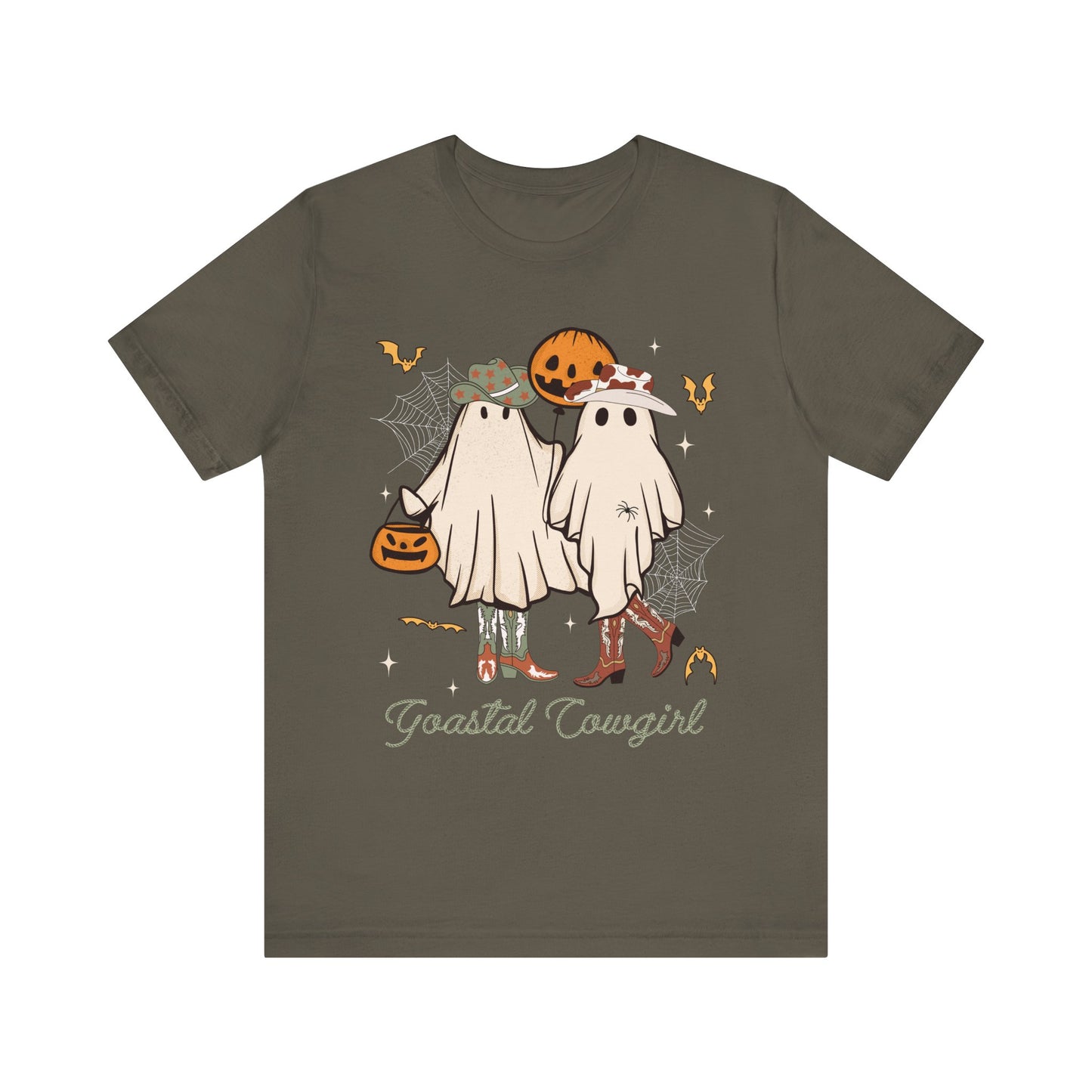 Ghostal Coastal Cowgirl T-Shirt, Western Ghost Halloween Tee, Spooky Cute Rodeo Shirt