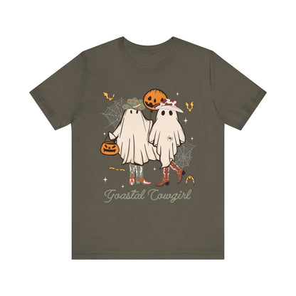 Ghostal Coastal Cowgirl T-Shirt, Western Ghost Halloween Tee, Spooky Cute Rodeo Shirt