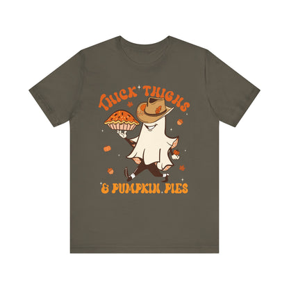 Thick Thighs Pumpkin Pies Shirt – Funny Howdy Ghost Western Halloween Tee