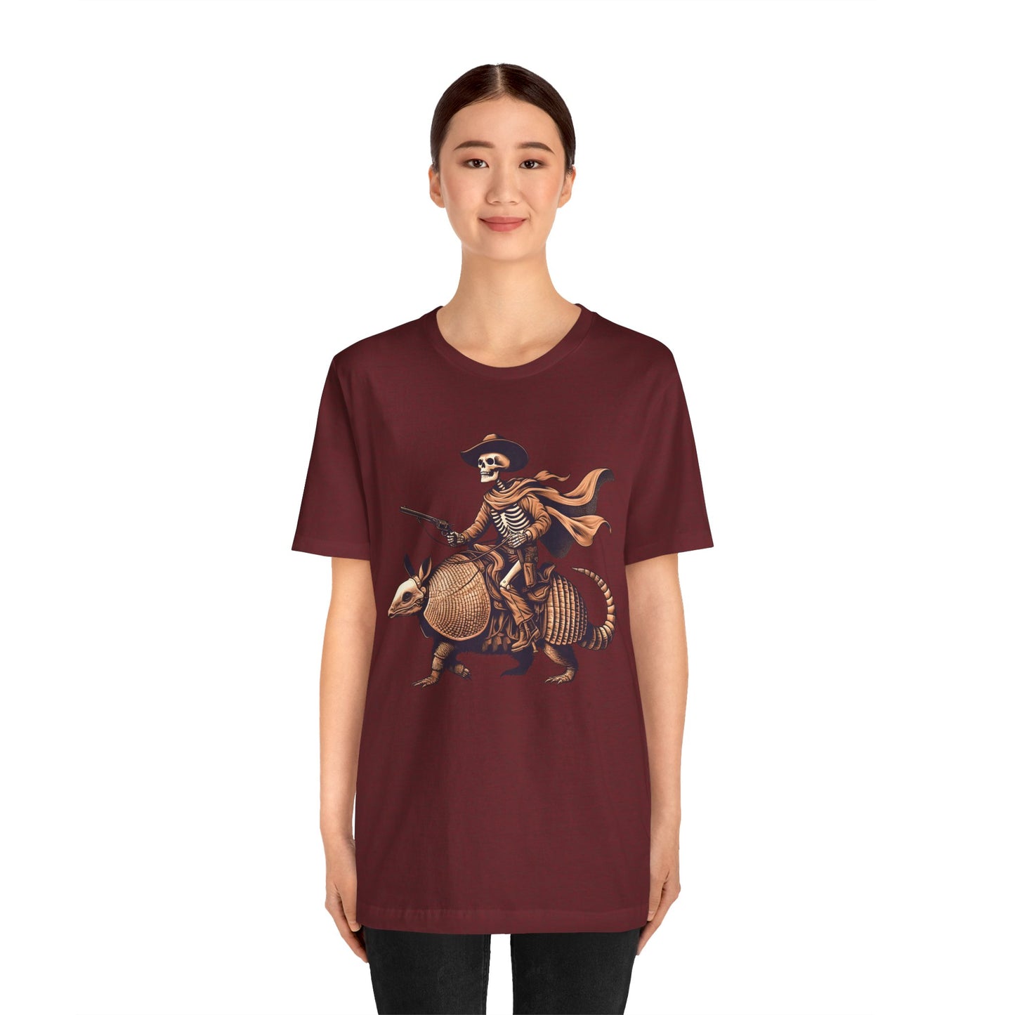 Cowboy Skeleton Riding Armadillo Shirt – Howdy Western Texas Rodeo Tee