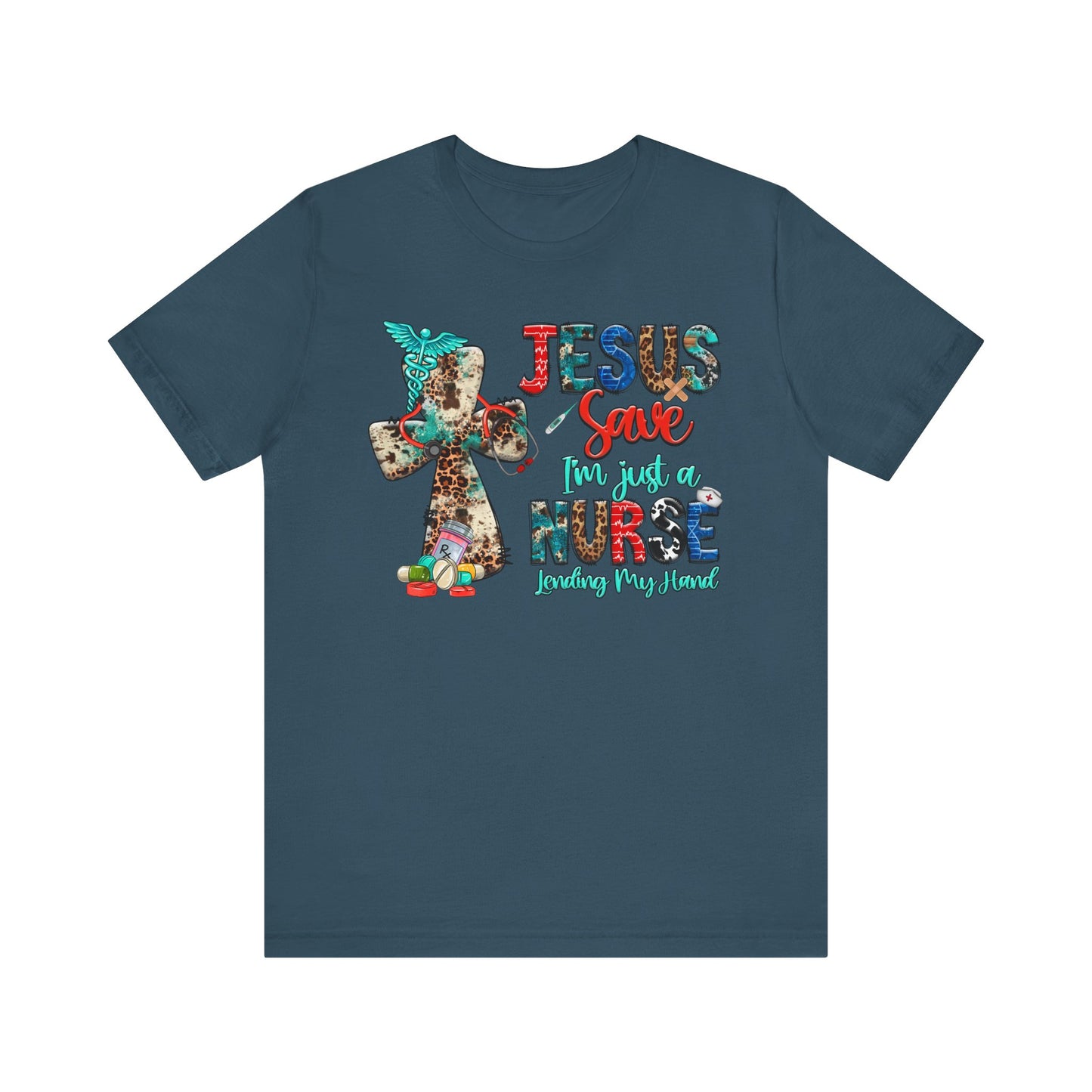 Jesus Save I’m Just a Nurse Shirt – Christian Leopard Print Western Faith Nurse Tee