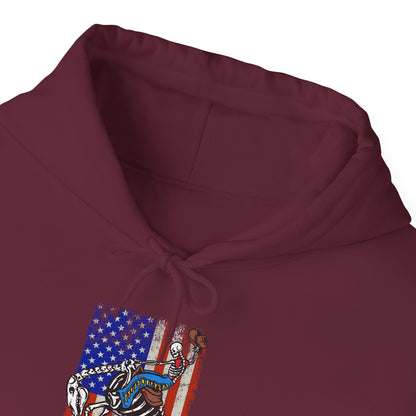 US Flag Skeleton Cowboy Hoodie – Western Horse Riding Rodeo Pullover