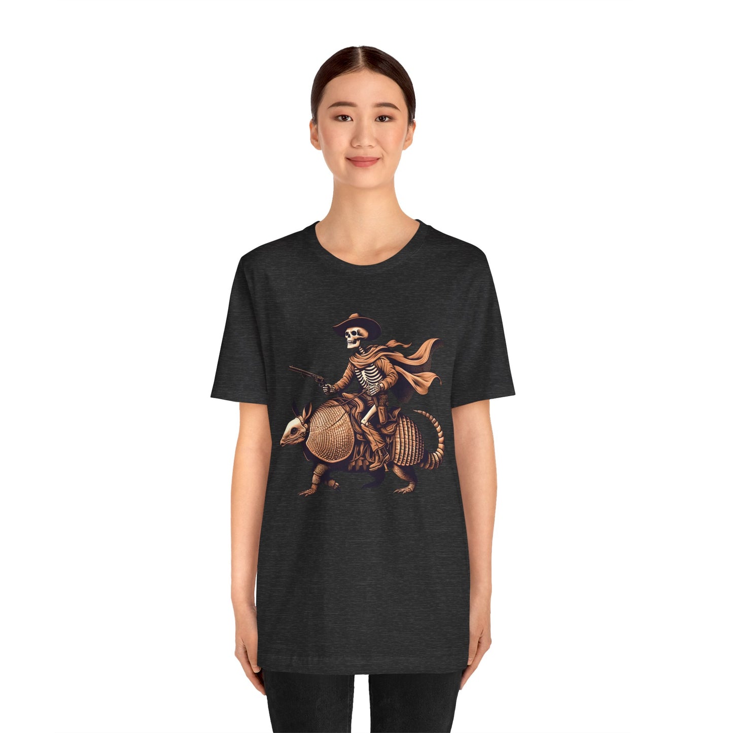 Cowboy Skeleton Riding Armadillo Shirt – Howdy Western Texas Rodeo Tee
