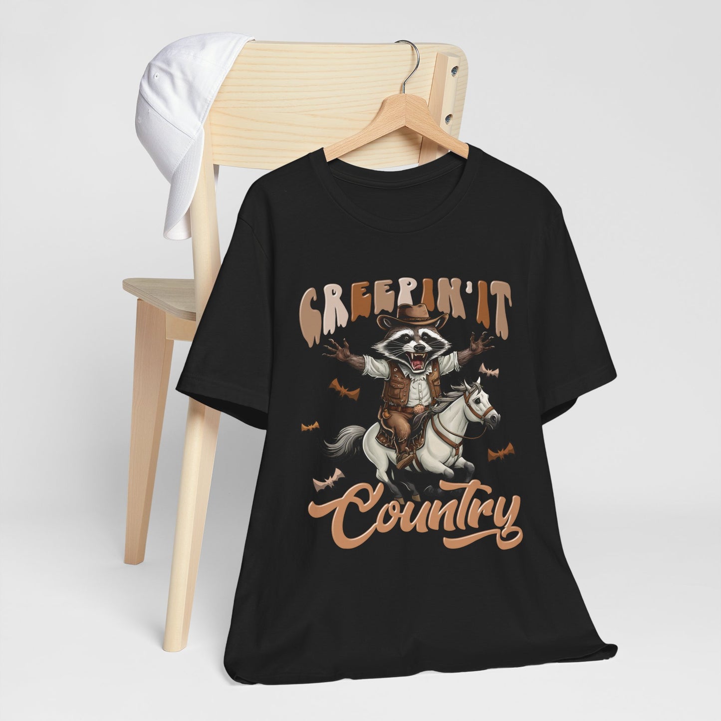 Creepin It Country Creepy Raccoon Halloween Horse Ride Howdy T-Shirt