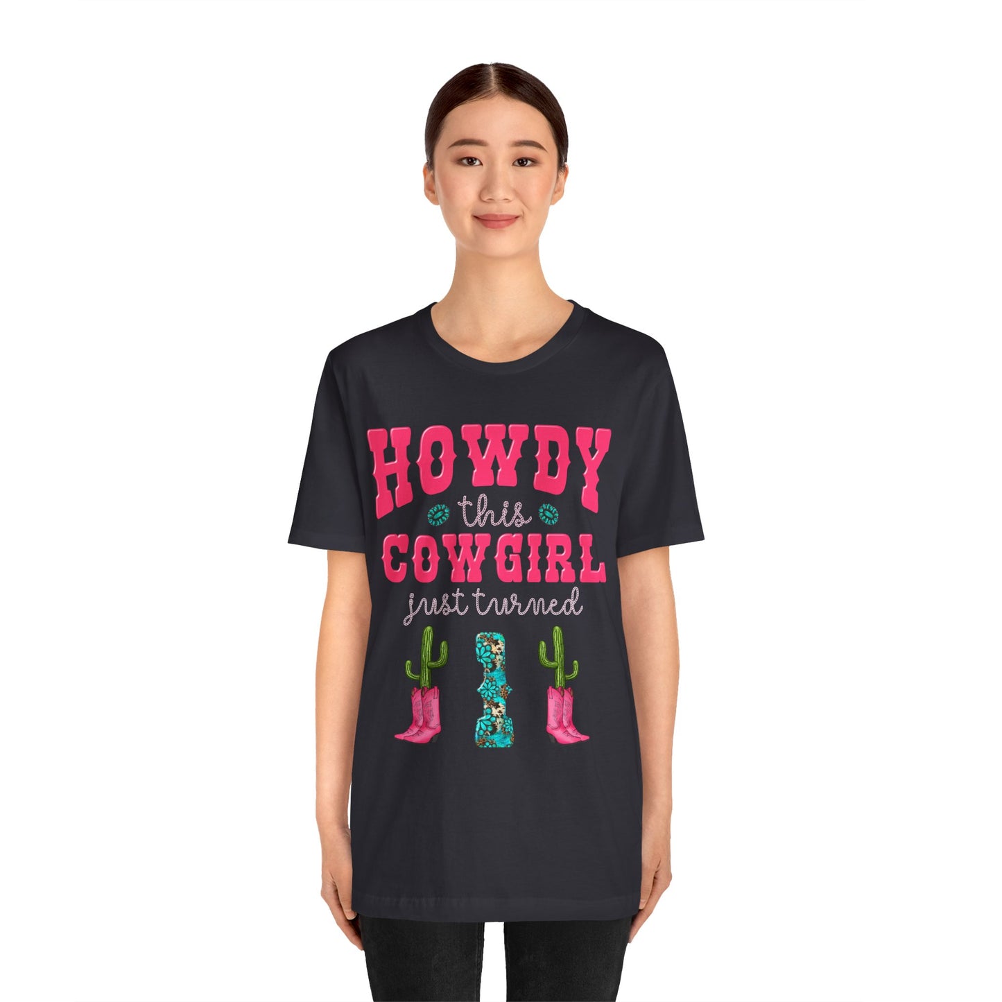 Howdy This Cowgirl Just Turned 1 Shirt – Western First Birthday Girl Rodeo Party Tee