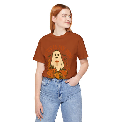 Jesus Is My Boo Shirt – Cute Christian Ghost Pumpkin Halloween Faith Tee
