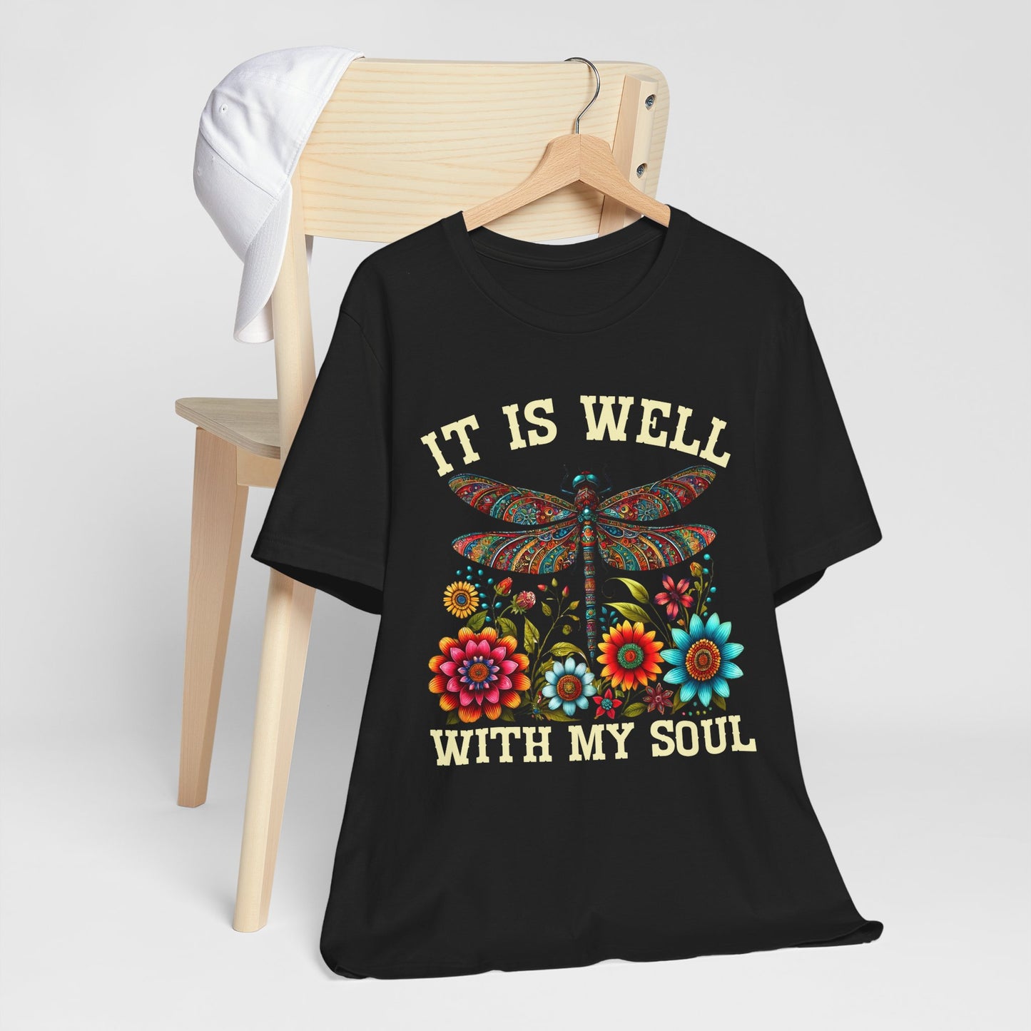 It Is Well With My Soul Shirt – Boho Dragonfly Floral Christian Hymn Faith Tee