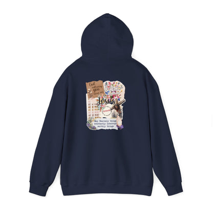 Jesus Collage Floral Hoodie – Christian Faith Bible Verses Cross Pullover