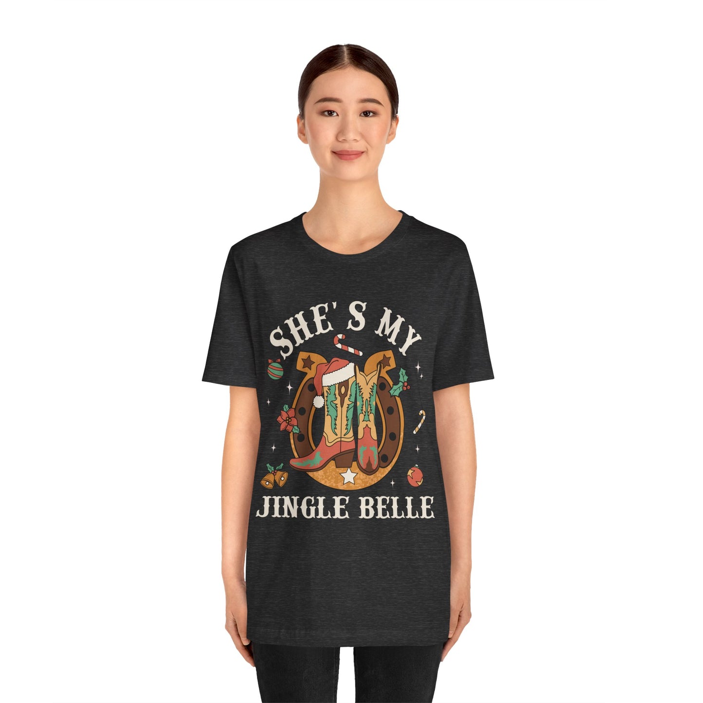 She’s My Jingle Bell Shirt – Cute Western Cowboy Cowgirl Matching Christmas Tee