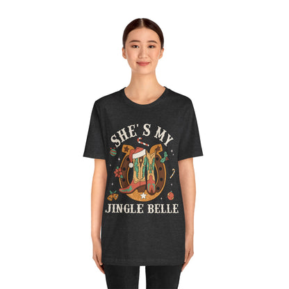 She’s My Jingle Bell Shirt – Cute Western Cowboy Cowgirl Matching Christmas Tee