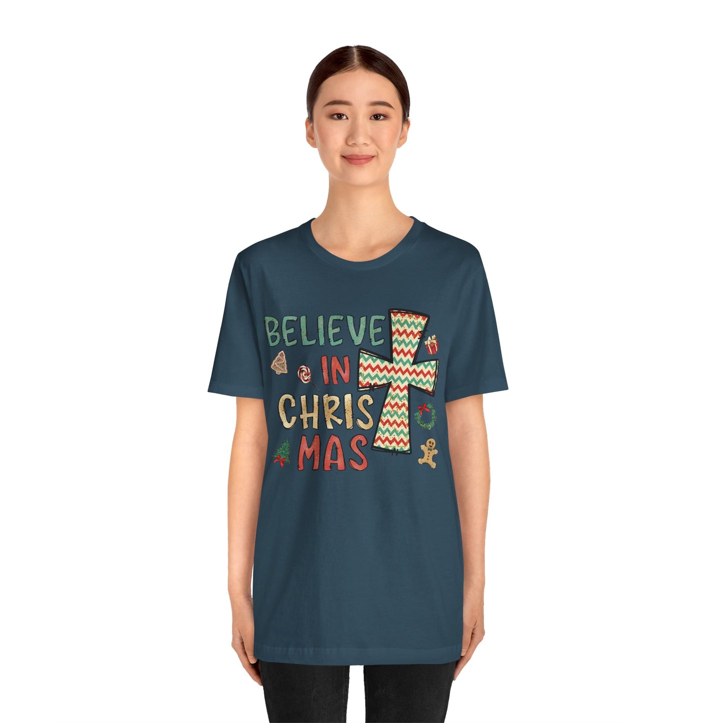 Believe in Christ-Mas Shirt – Retro Christian Jesus Vintage Holiday Faith Tee