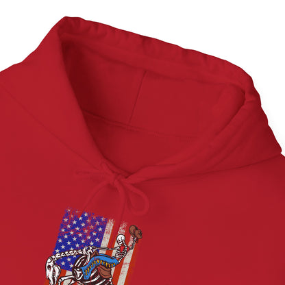 US Flag Skeleton Cowboy Hoodie – Western Horse Riding Rodeo Pullover
