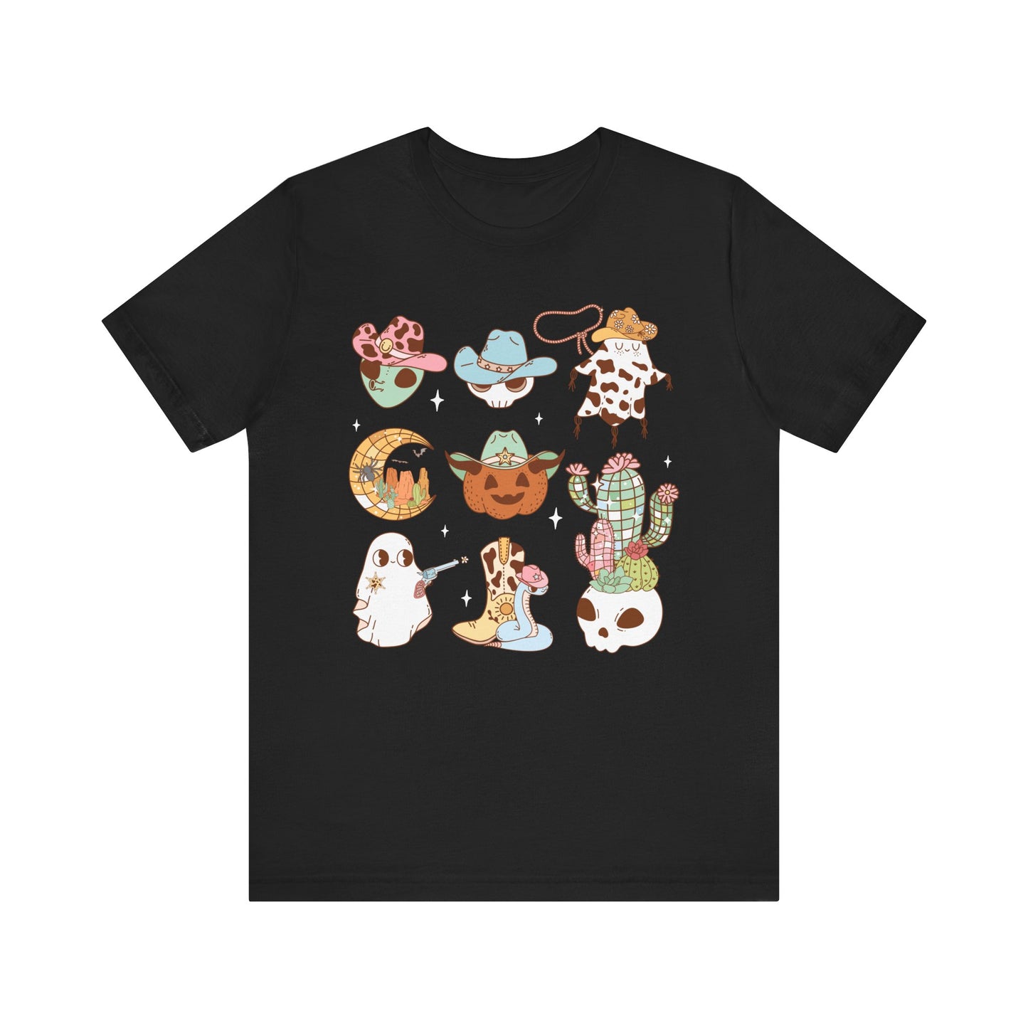 Western Halloween Cowboy Alien Rodeo Skull Spooky Ghost Kids T-Shirt