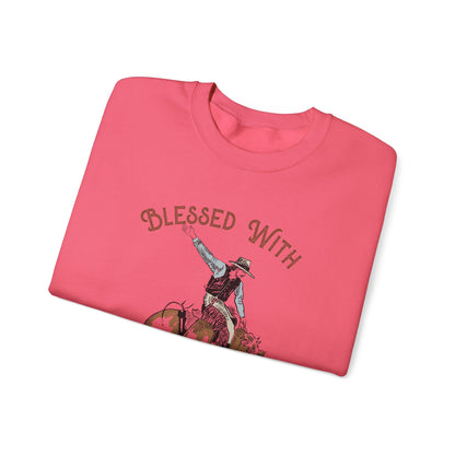 Blessed with a Cowboy Sweatshirt – Retro Christian Western Rodeo Pullover