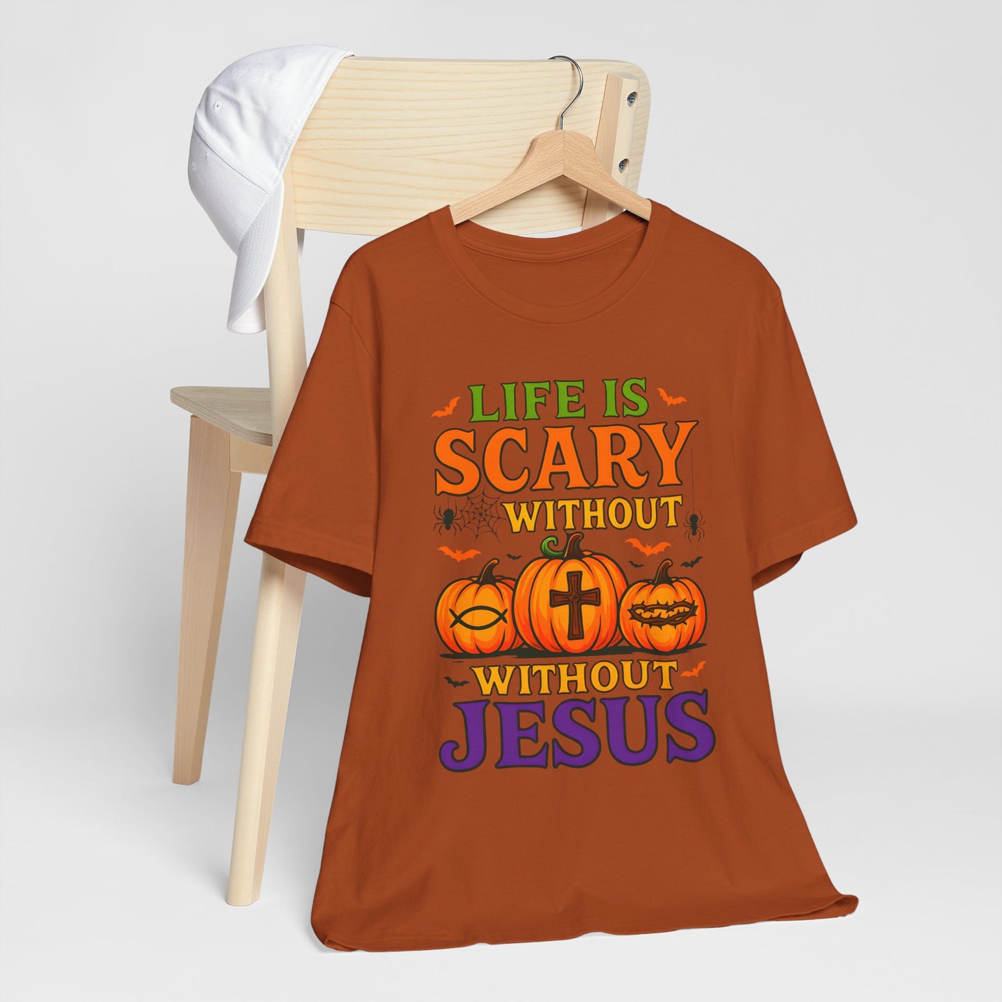 Life Is Scary Without Jesus Shirt – Christian Pumpkin Halloween Faith Tee