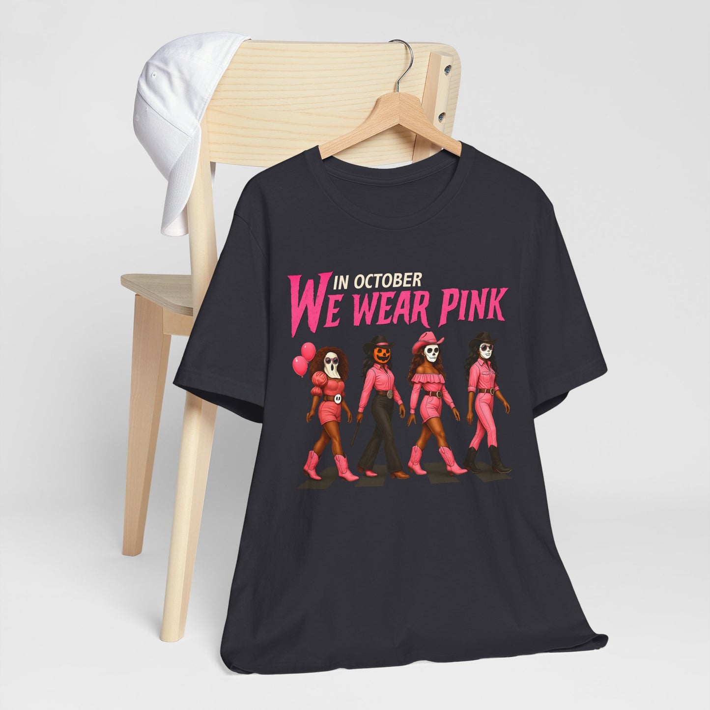 In October We Wear Pink Shirt – Spooky Cowgirl Western Halloween Tee