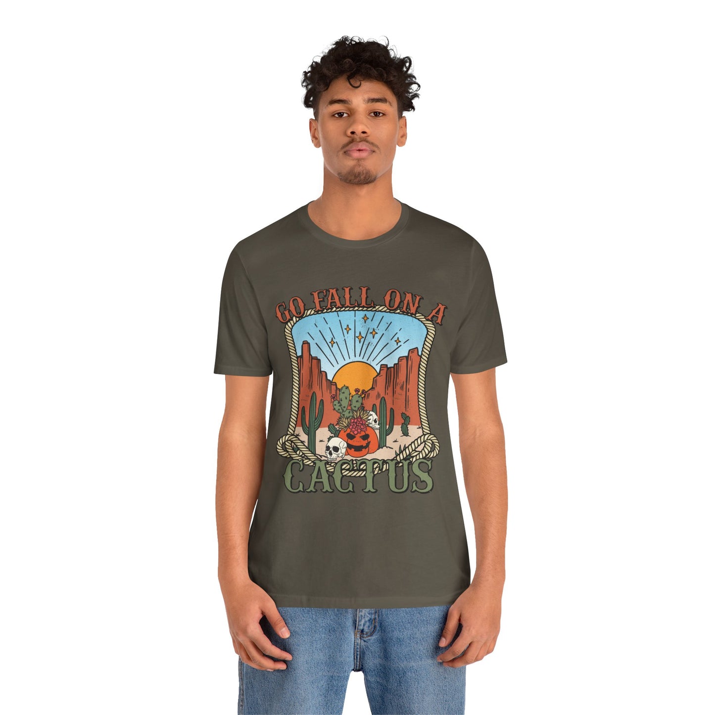 Go Fall On A Cactus Shirt Funny Western Pumpkin Halloween Howdy Tee