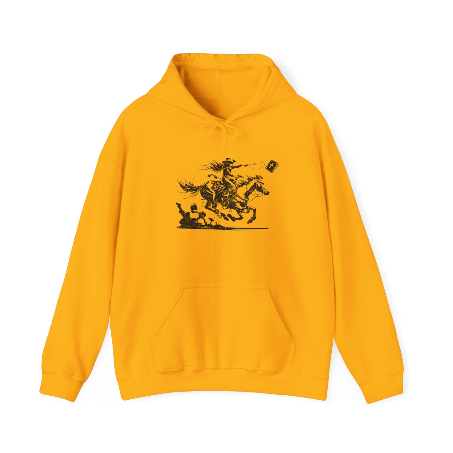 Cowgirl Riding Horse Hoodie – Christian Scripture Western Rodeo Texas Pullover