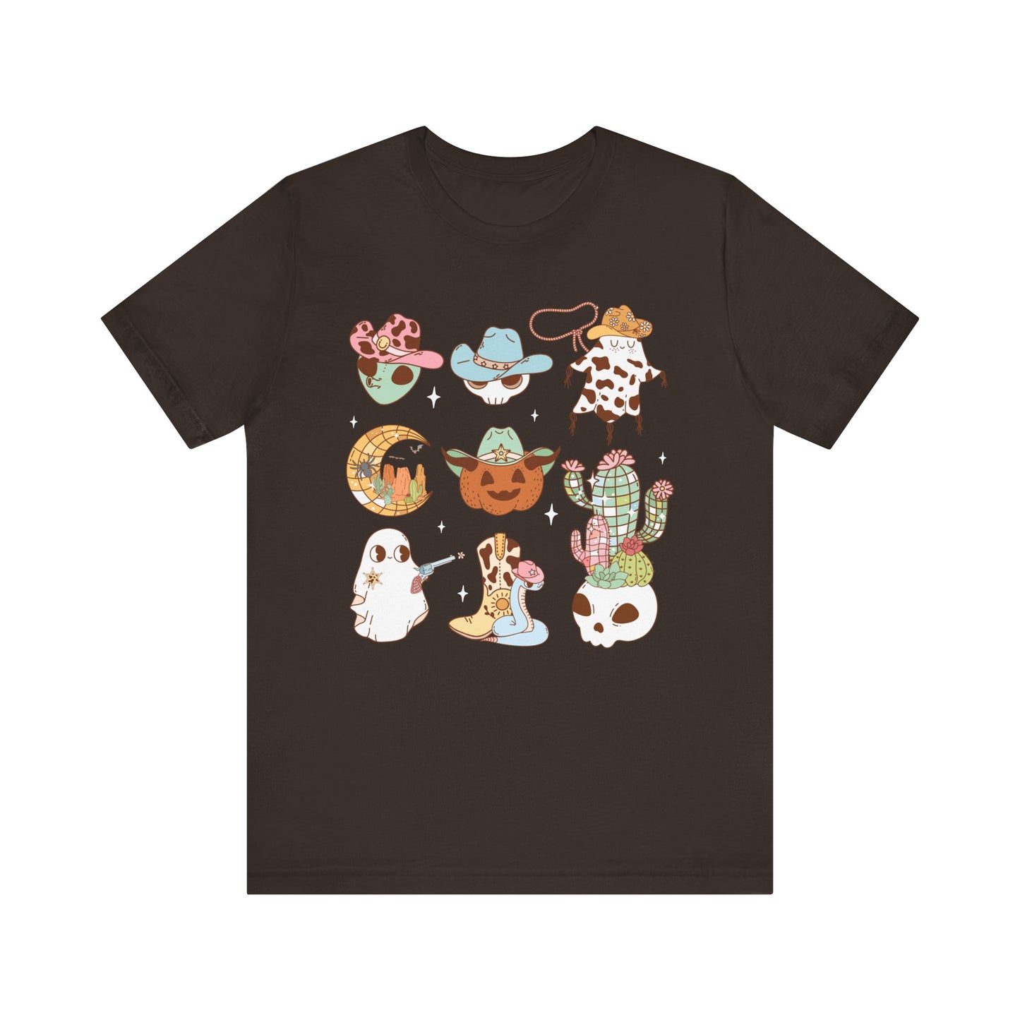 Western Halloween Cowboy Alien Rodeo Skull Spooky Ghost Kids T-Shirt